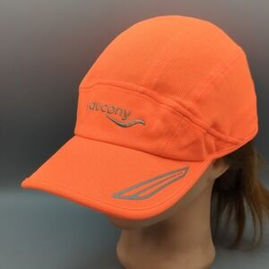 Saucony Running Cap Cycling Training Lightweight Orange Baseball Hat OSFM Fitted